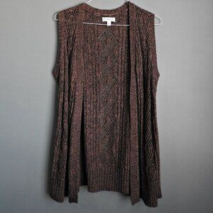 2/$13 Kim Rogers Brown Long Open Weave Vest - Size Large